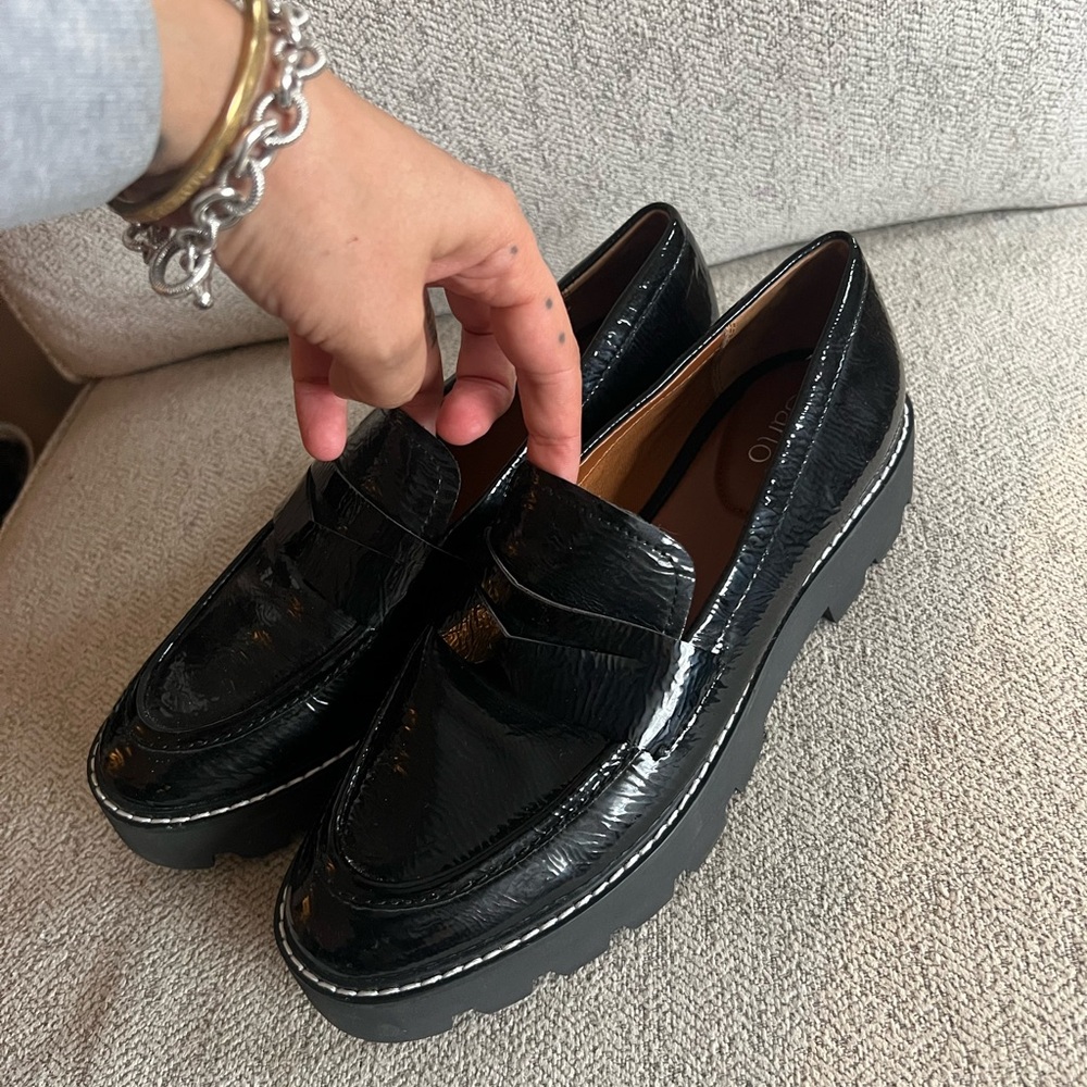 Franco Sarto Black Chunky Loafers